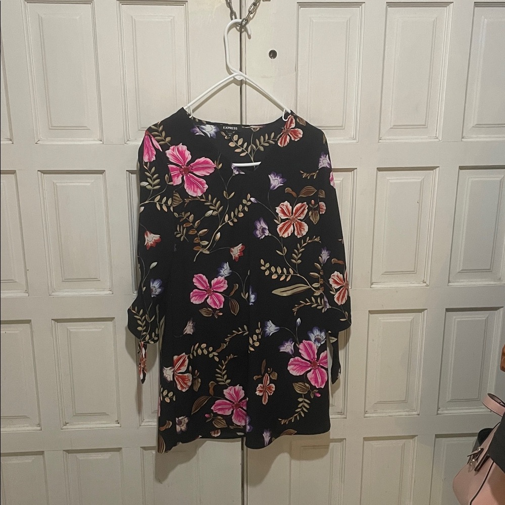 Express Black Dress with Floral Design